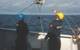 Figure 2: The benthic lander Audacia is raised over the side for deployment by the deck crew of the modern Chilean scientific vessel Cabo de Hornos, operated by the Chilean Armada. The glass spheres put bouyancy high, while the instruments put the weight low, creating inherent stability. (Image: Courtesy Kevin Hardy and Atacamex 2018)