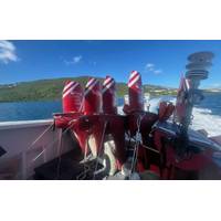 Four Oshen C-Stars departing St. Thomas on the back of a deployment vessel for future observations of Atlantic hurricanes. Credit: Oshen