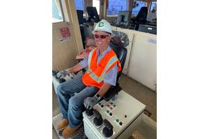 Harry Stewart, President and CEO, The Dutra Group, at the controls of the Harry S. Photo courtesy The Dutra Group