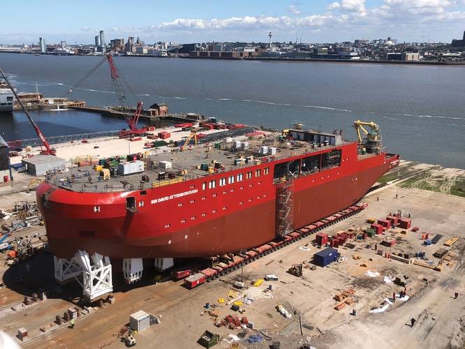 Number 8 is a ship, the RRS Sir David Attenborough, launched recently at Cammell Laird in the UK. (Photo: Cammell Laird)