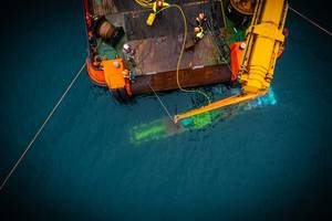 Verlume’s in-field resident AUV charging and communication station has been deployed as part of the Renewables for Subsea Power project in Scotland. Source: Verlume.