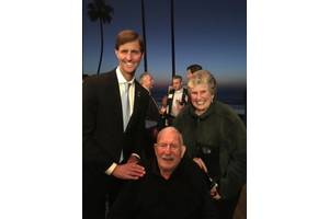 Walter Munk (center) with the author (left) and his wife Mary (right) at Scripps in 2018. Photo courtesy the Author