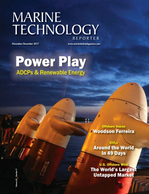 Marine Technology Magazine Cover Nov 2017 - Acoustic Doppler Sonar Technologies ADCP & DVLs