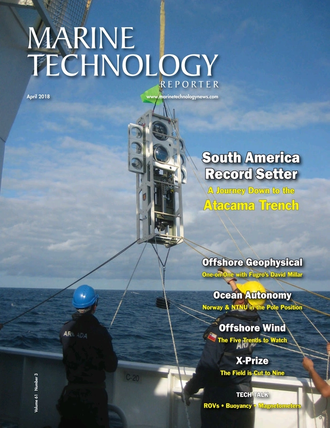 Marine Technology Magazine Cover Apr 2018 - Offshore Geophysical